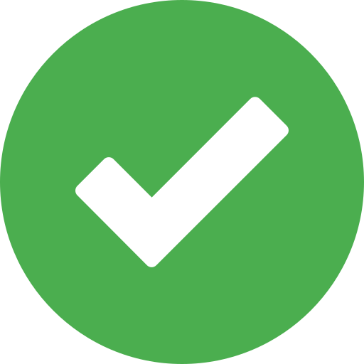 White checkmark inside a green circle.